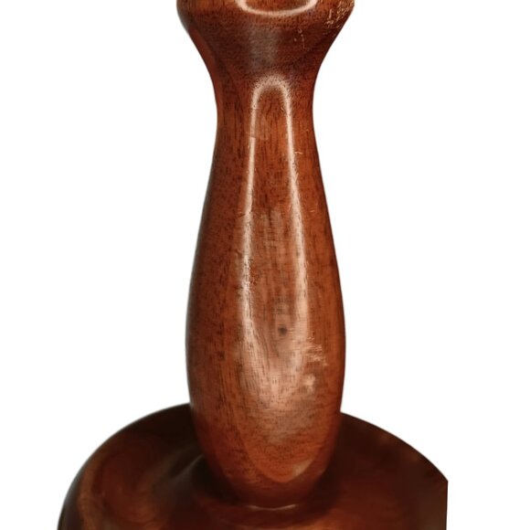 Vintage MCM Solid Wood Walnut Candle Holders Set Of Two By Dean F Berger - Picture 8 of 10